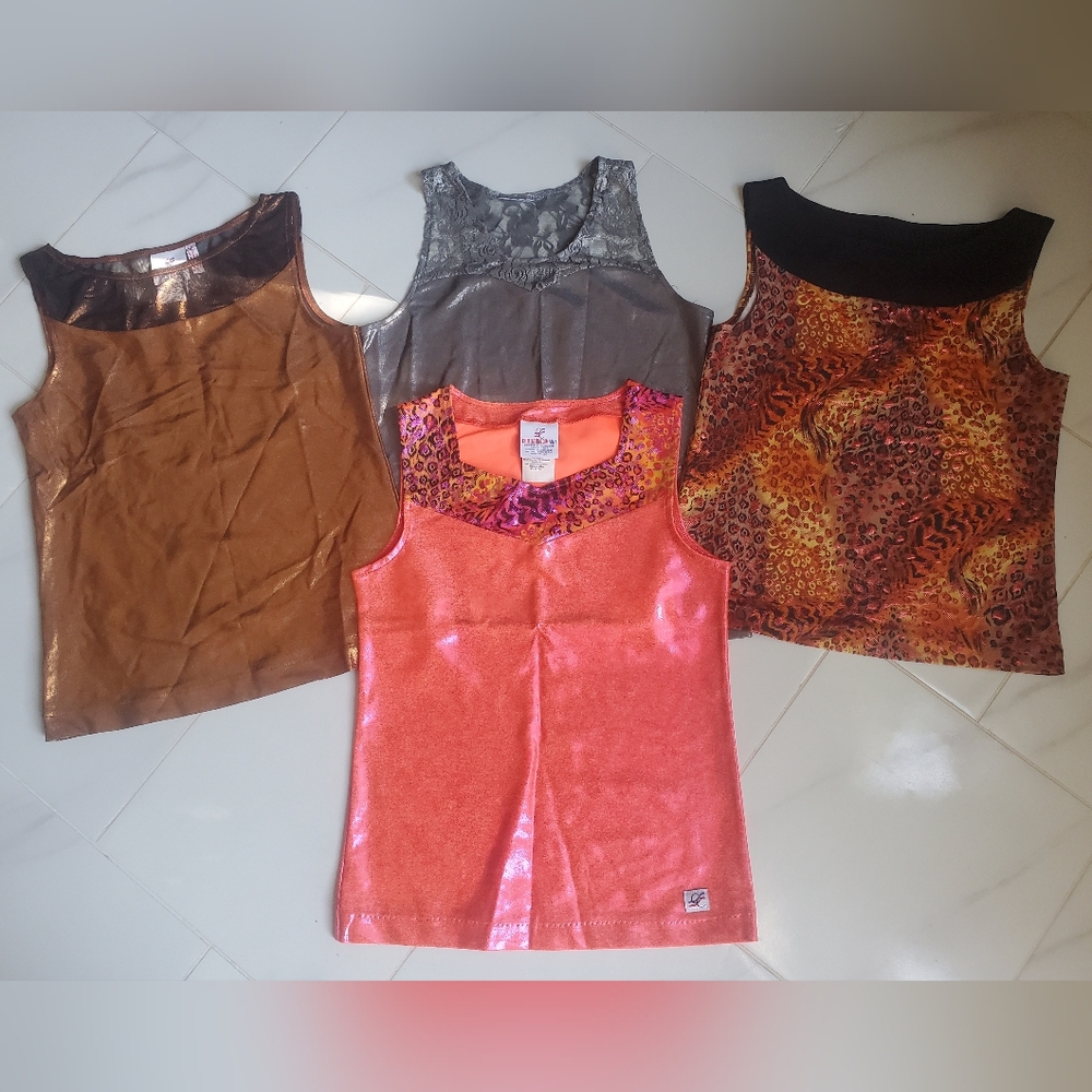 Set of Four Neckline Inset Glitter Tank Camisoles Cheerleading.com CC Dancewear